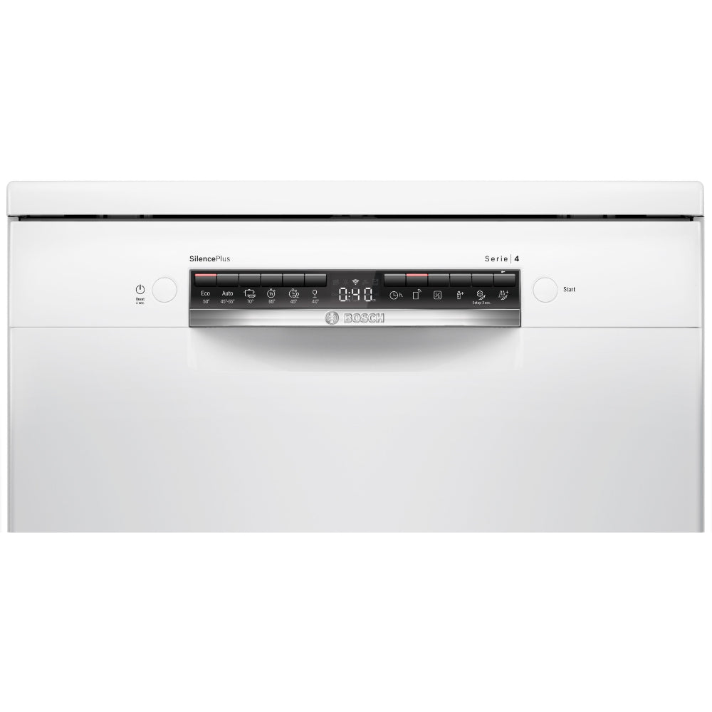 Bosch Series 4  Free-Standing Dishwasher 60 cm  14 place settings  Home Connect Remote Monitoring and Control  1 Year Manufacturing Warranty  SMS4HMW65M White