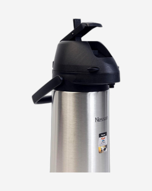 Nessan Insulated Coffee Tea Dispenser - Thermal Jug, Vacuum Flask, Thermos Flask, Insulated Pump Pot Durable Stainless Steel Inner Portable & Leak Resistant Airpot Flask - 1.9 Liter