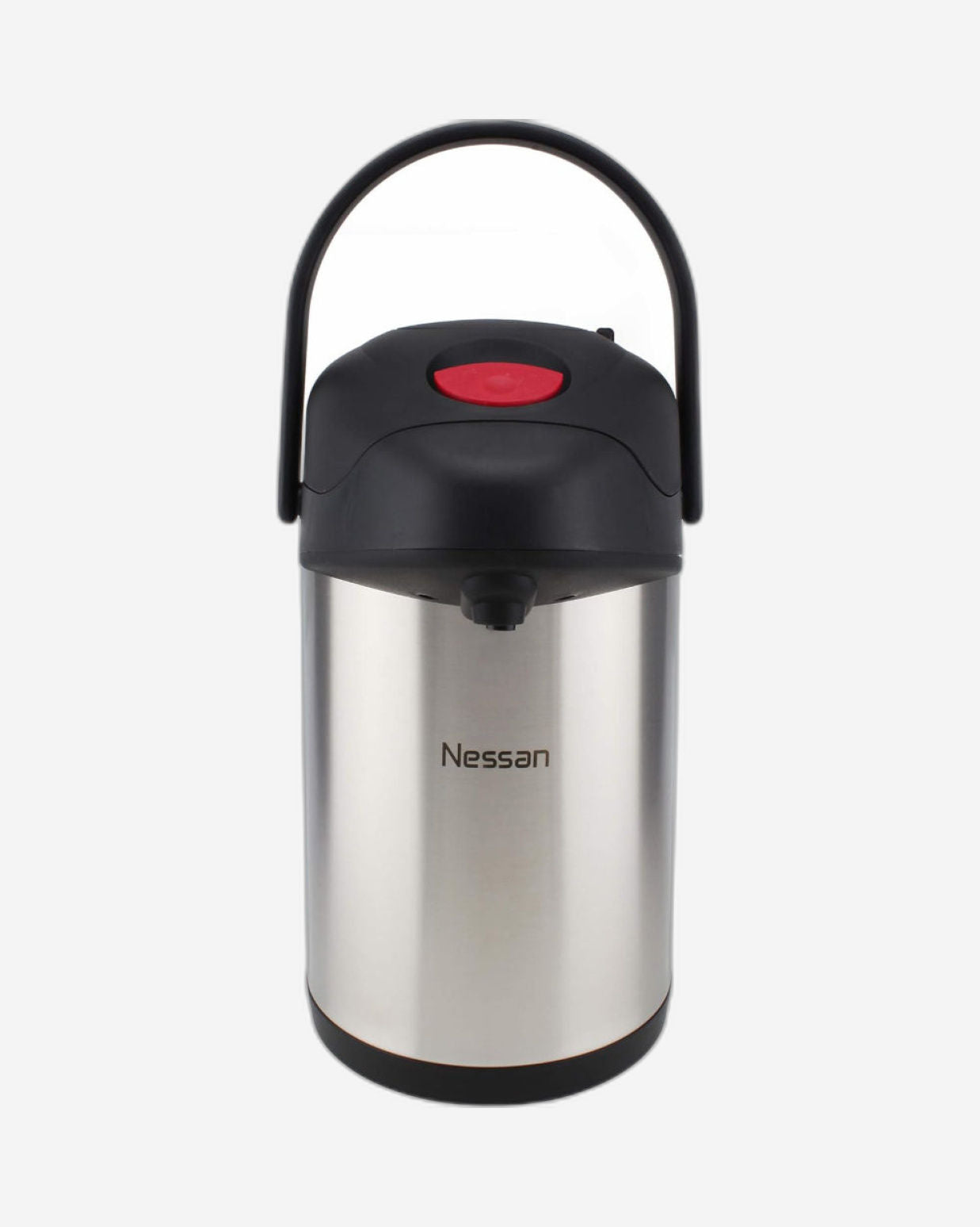 Nessan Insulated Stainless Steel Pump Flask, Silver, 350ml | Double Wall Vacuum Insulated Beverage Flask for Hot & Cold Drinks