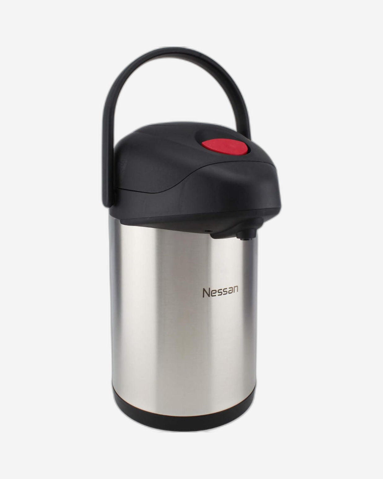 Nessan Insulated Stainless Steel Pump Flask, Silver, 350ml | Double Wall Vacuum Insulated Beverage Flask for Hot & Cold Drinks