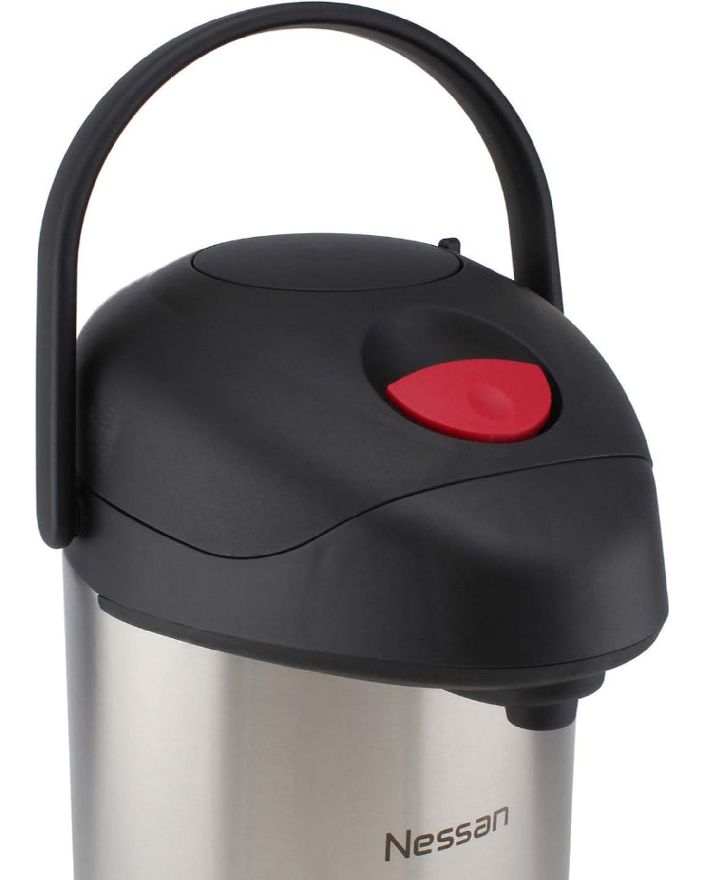 Nessan Insulated Stainless Steel Pump Flask, Silver, 350ml | Double Wall Vacuum Insulated Beverage Flask for Hot & Cold Drinks