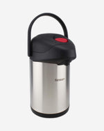 Nessan Insulated Stainless Steel Pump Flask, Silver, 3L | Double Wall Vacuum Insulated Beverage Flask for Hot & Cold Drinks