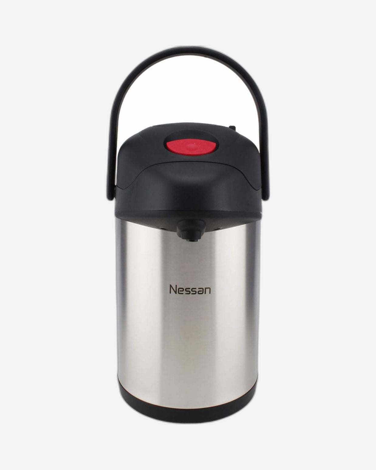 Nessan Insulated Stainless Steel Pump Flask, Silver, 3.5L | Double Wall Vacuum Insulated Beverage Flask for Hot & Cold Drinks