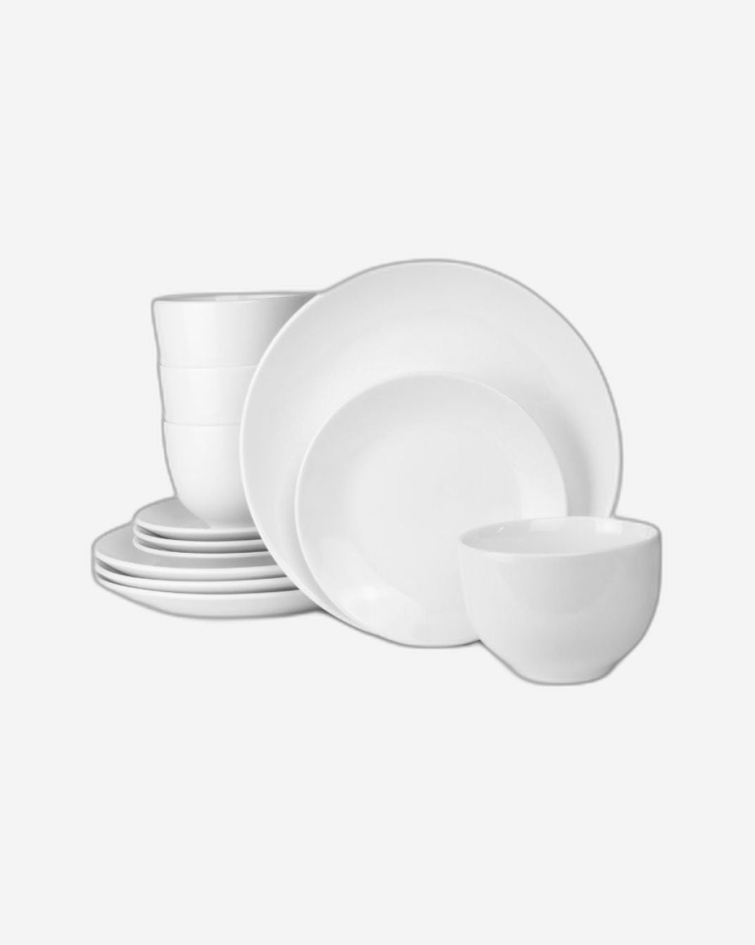 Insiya 12-piece Dinnerware Set, Dinner Set, Kitchen Dinnerware Porcelain Ceramic Crockery Set, Dinner Service Set for 4, 26.7 cm Dinner Plate, 20.3 cm Side Plate, 15.2 cm Bowls - White