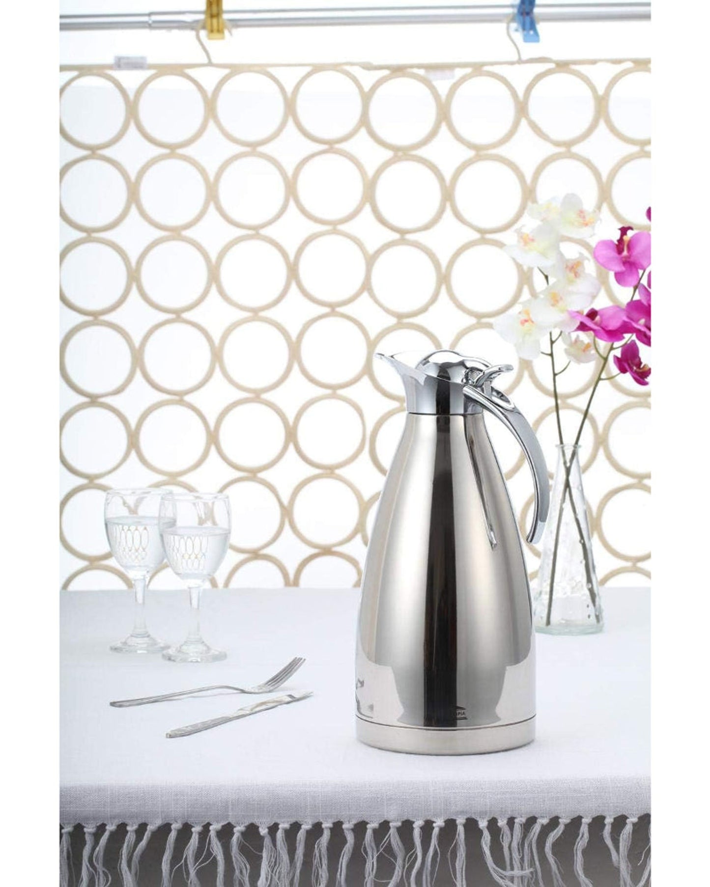 Stainless Steel 1L Classic Vacuum Jug, Silver | Double Wall Insulated Thermal Jug for Hot & Cold Beverages