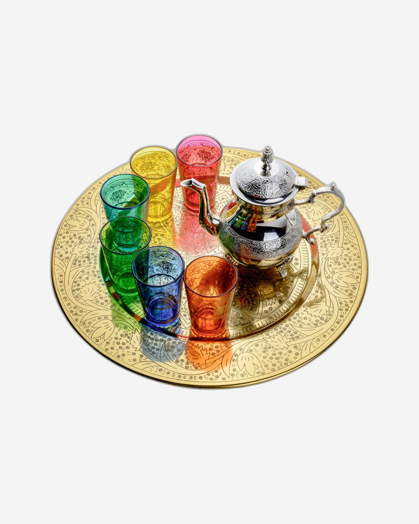 Cuisine Art Moroccan Teaset 6Pc Gold Tray
