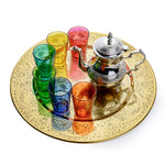 Cuisine Art Moroccan Teaset with Gold Tray Brass, Iron 6 Glasses - Multicolor