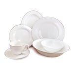 Shallow New Bone China Dinner Set - Elan, 32 Pieces, White
