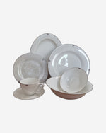 Shallow New Bone China Dinner Set - Laila, 32 Pieces, White