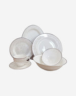 Shallow New Bone China Dinner Set - Prisa, 32 Pieces, White