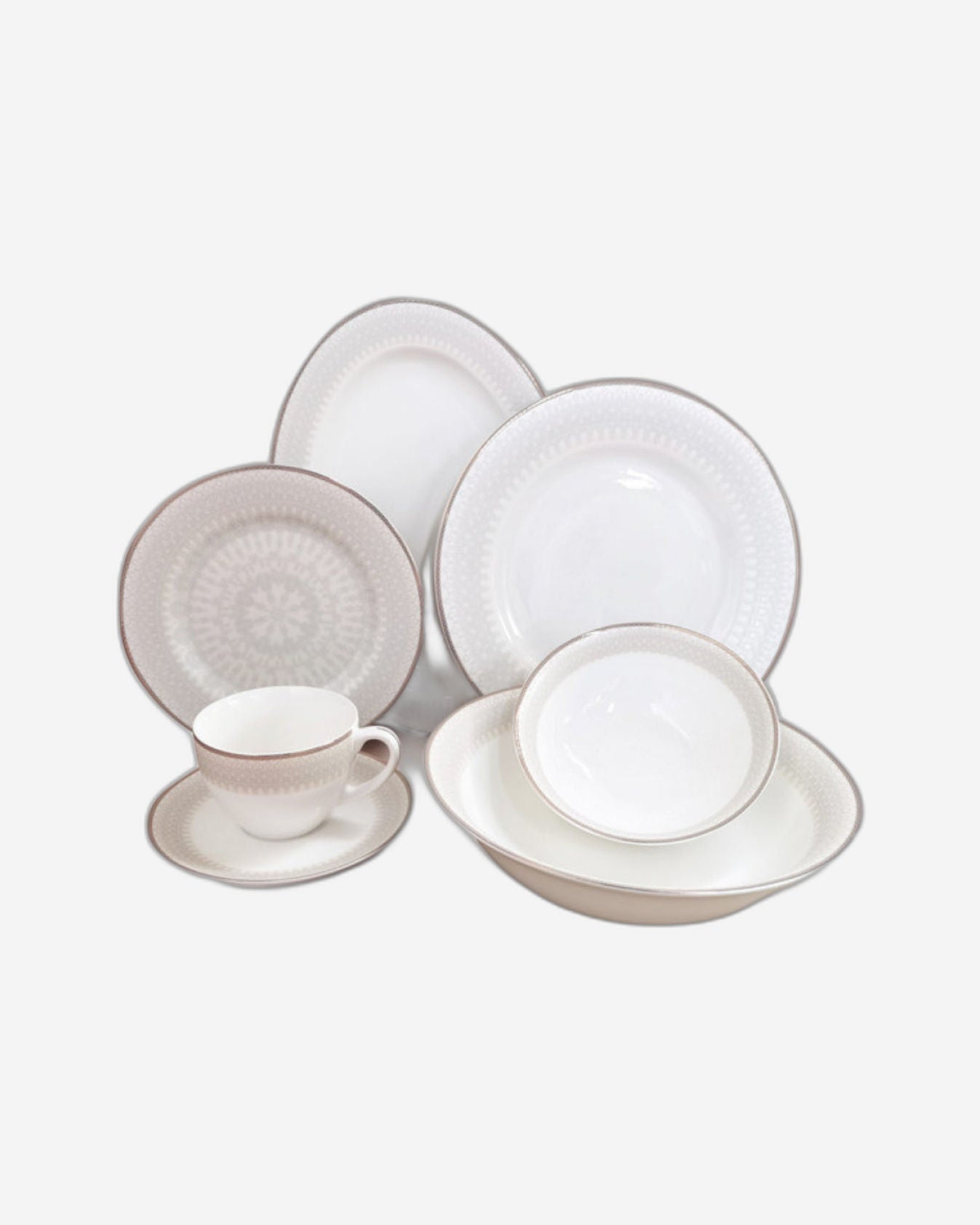 Shallow New Bone China Dinner Set - Suzy, 32 Pieces, White