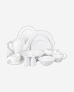 Shallow Bone China Gold Plated Dinner Set - 47 Pieces, White