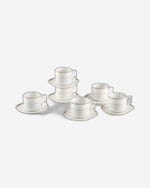 Shallow New Bone China Rosa Coffee Cup & Saucer Set, 90ml (White, 6 Cups, 6 Saucer)