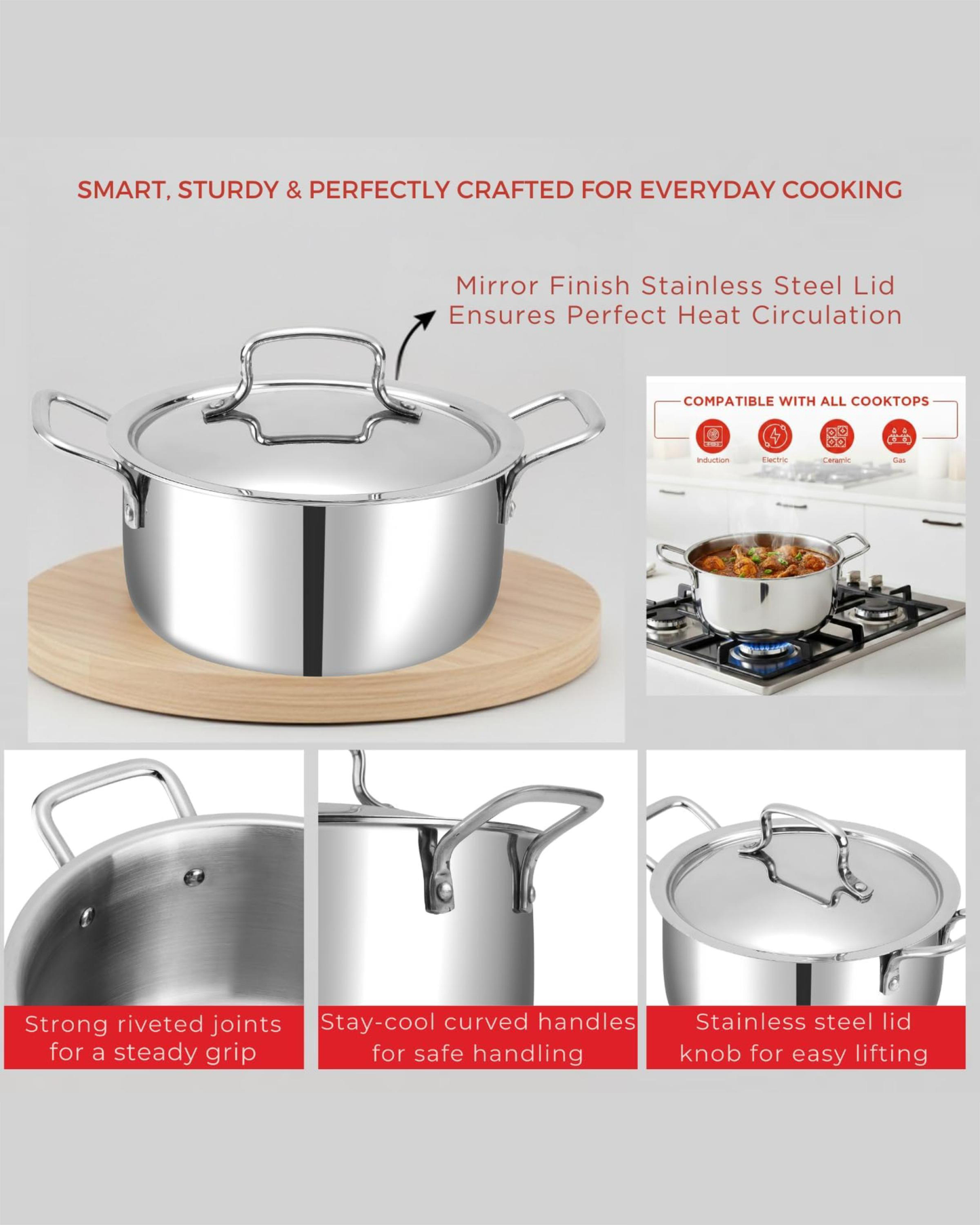Vinod Luna Triply Stainless Steel Cookware Set 7 pcs