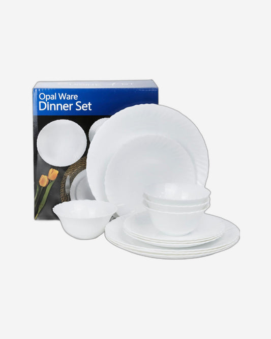 Cuisine Art Opalware Dining Collection Dinnerware- Exquisite White 12-Piece Dinner Set | 10'' Dinner Plate x 4pcs| 7.5'' Dessert Plate x 4pcs |5'' Bowl X 4pcs