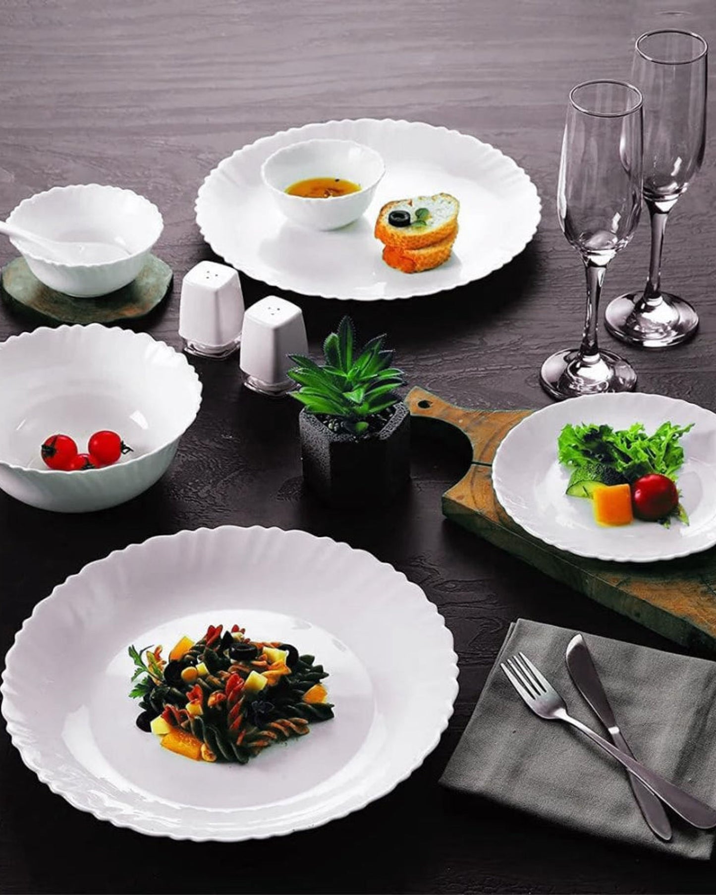 Cuisine Art Dinner Set 12Pc Opalware White