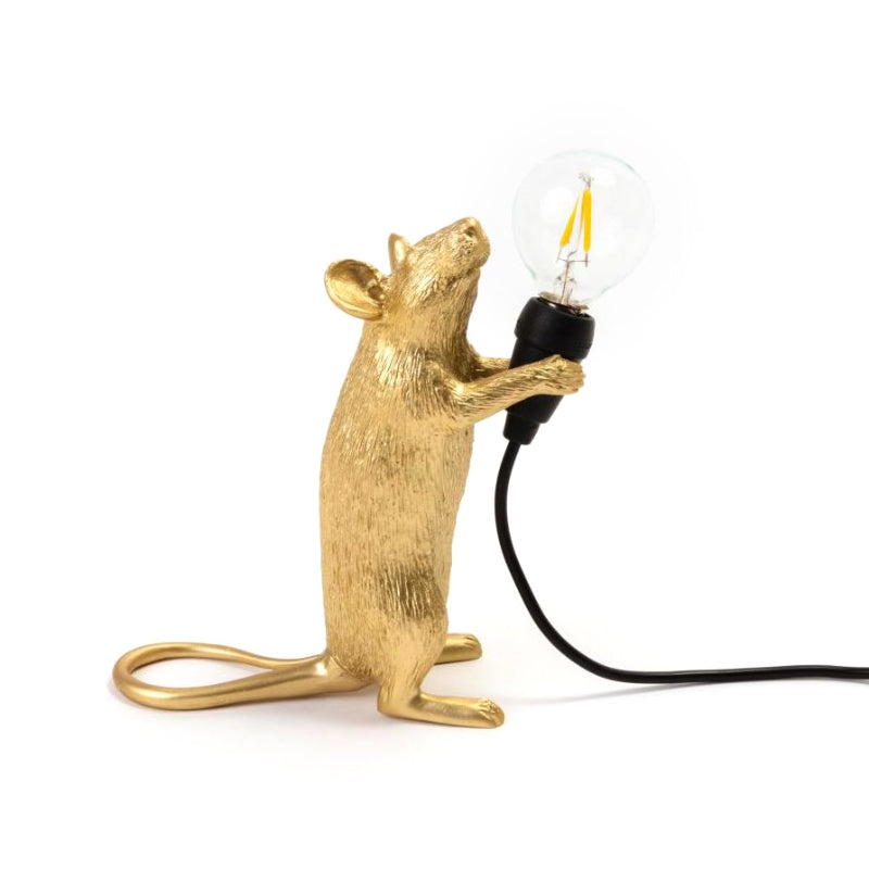 Seletti Mouse Lamp Step Standing Gold Usb