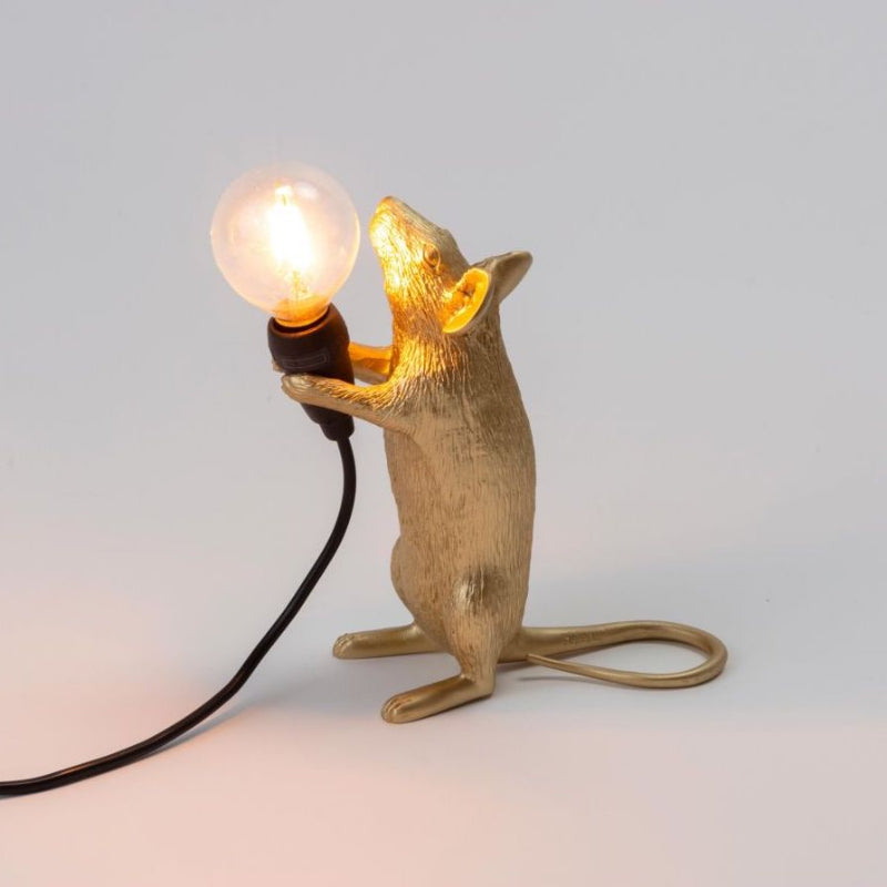 Seletti Mouse Lamp Step Standing Gold Usb