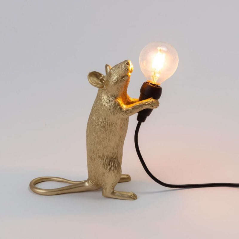 Seletti Mouse Lamp Step Standing Gold Usb