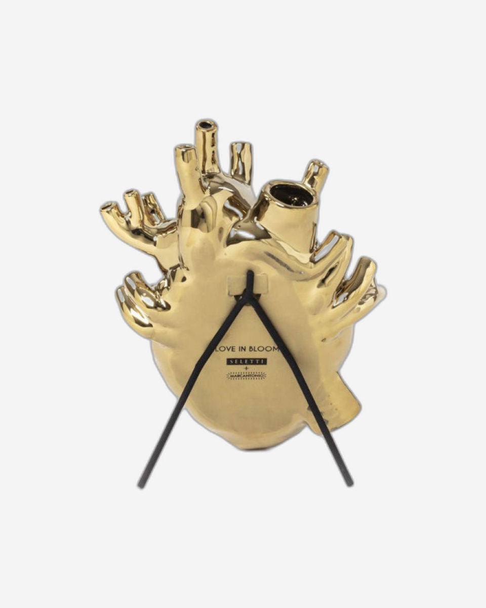 Seletti Love In Bloom-Gold Porcelain Heart