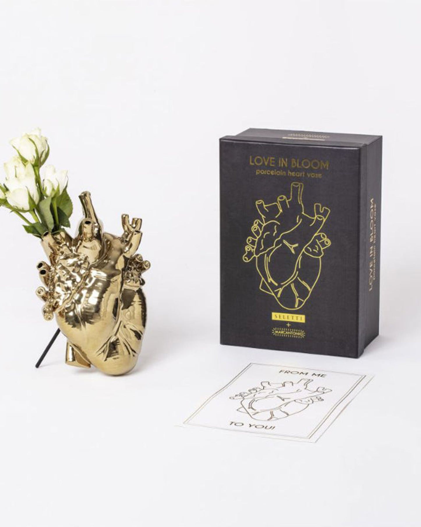 Seletti Love In Bloom-Gold Porcelain Heart