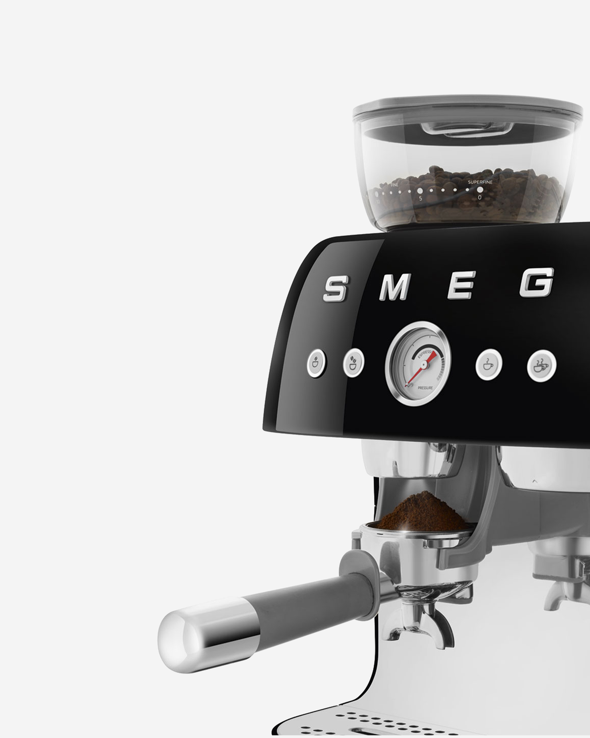 SMEG Espresso Coffee Machine with Grinder Black - EGF03BLUK