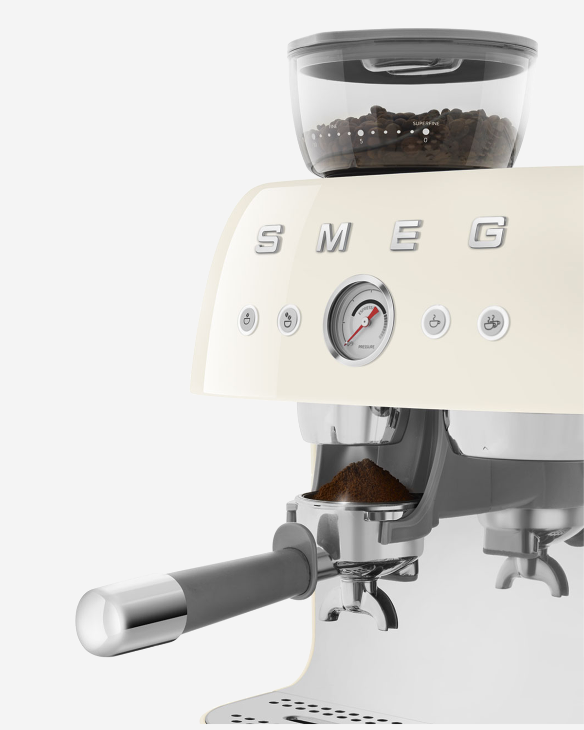 SMEG Espresso Coffee Machine with Grinder Cream - EGF03CRUK