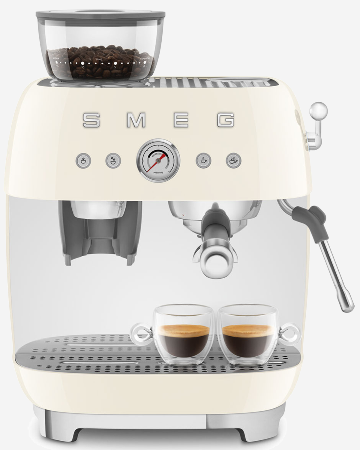 SMEG Espresso Coffee Machine with Grinder Cream - EGF03CRUK