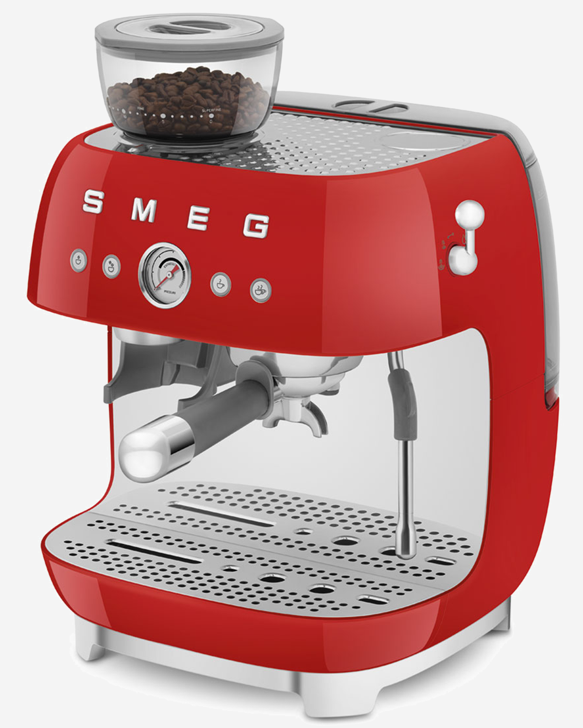 SMEG Espresso Coffee Machine with Grinder Red - EGF03RDUK
