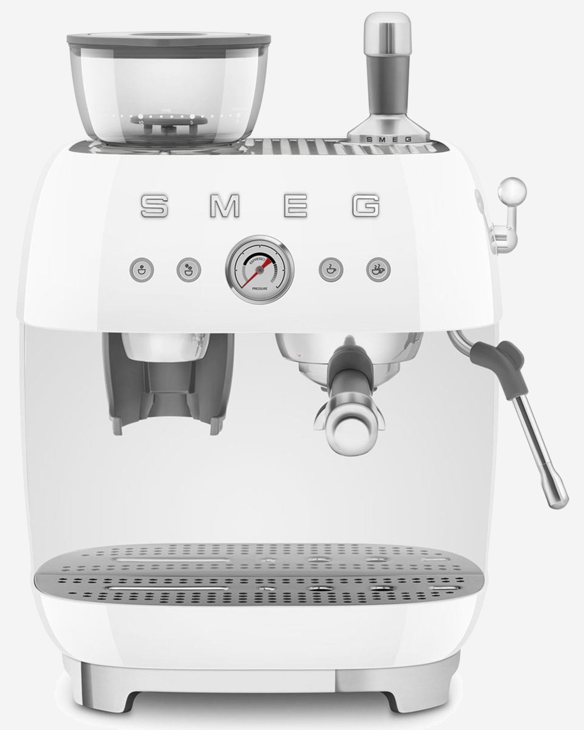 SMEG Espresso Coffee Machine with Grinder White - EGF03WHUK