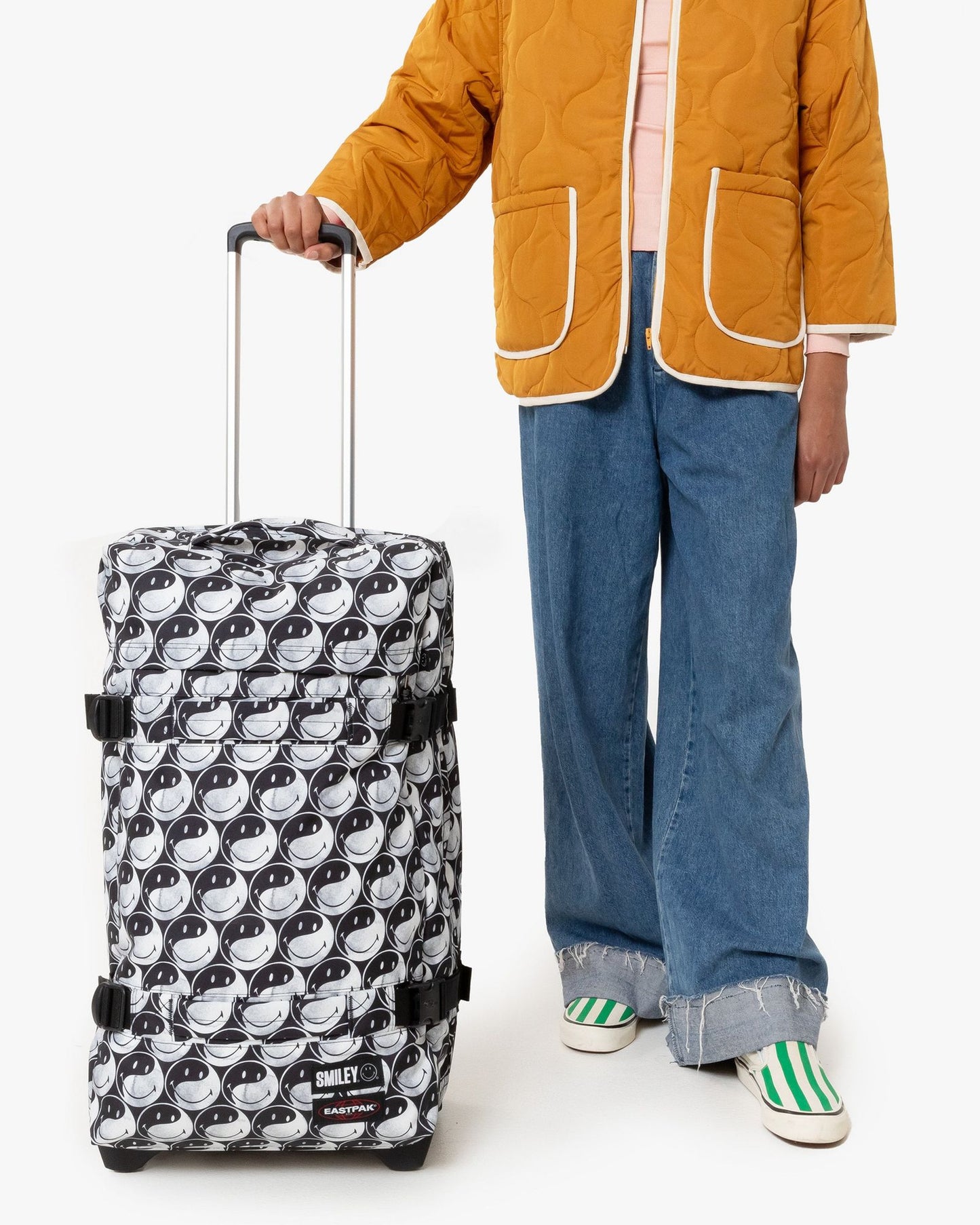 Eastpak Transit'R M Smiley Yy Black Medium Soft Luggage - EK0A5BA85K21