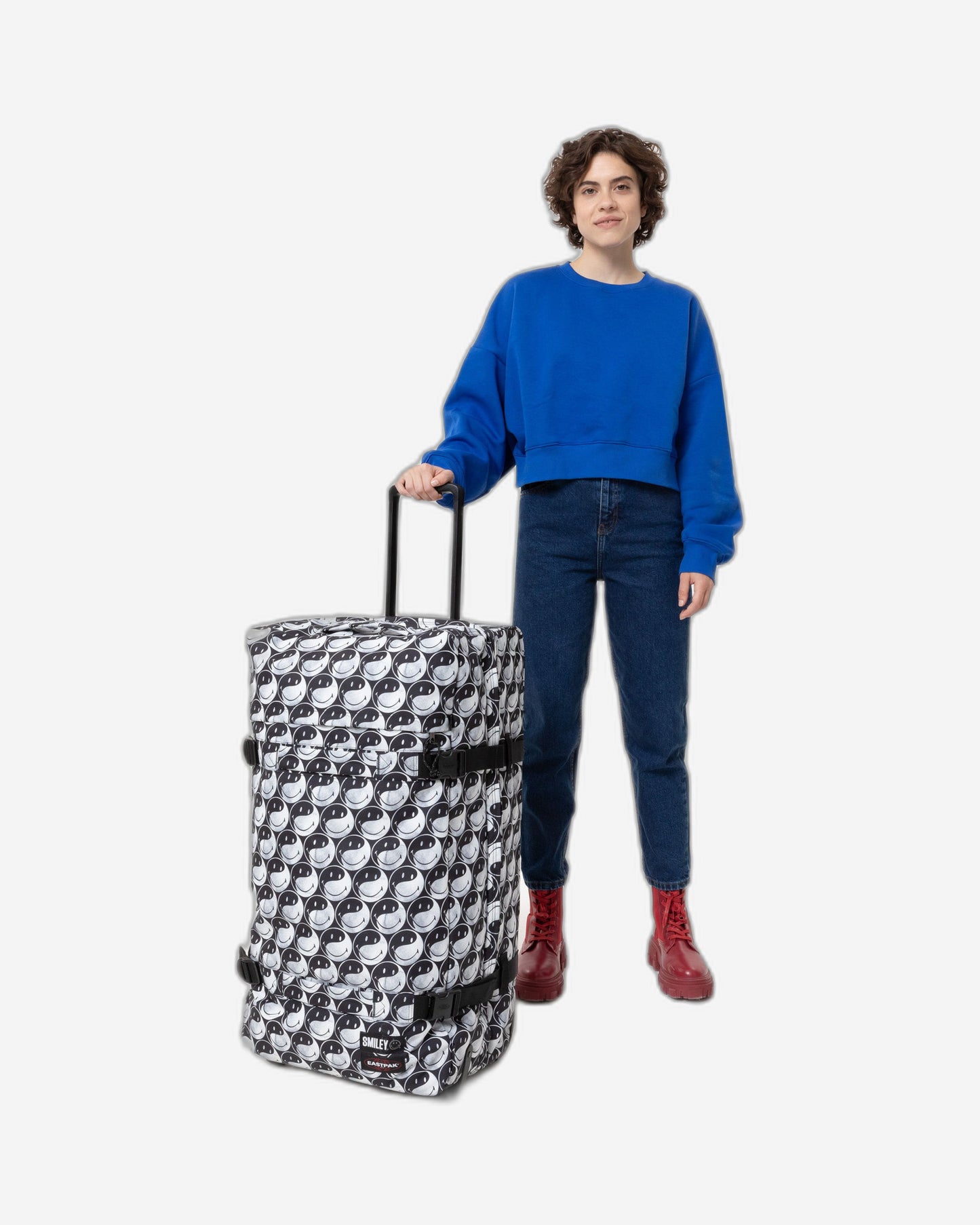Eastpak Transit'R L Smiley Yy Black Large Soft Luggage - EK0A5BA95K21