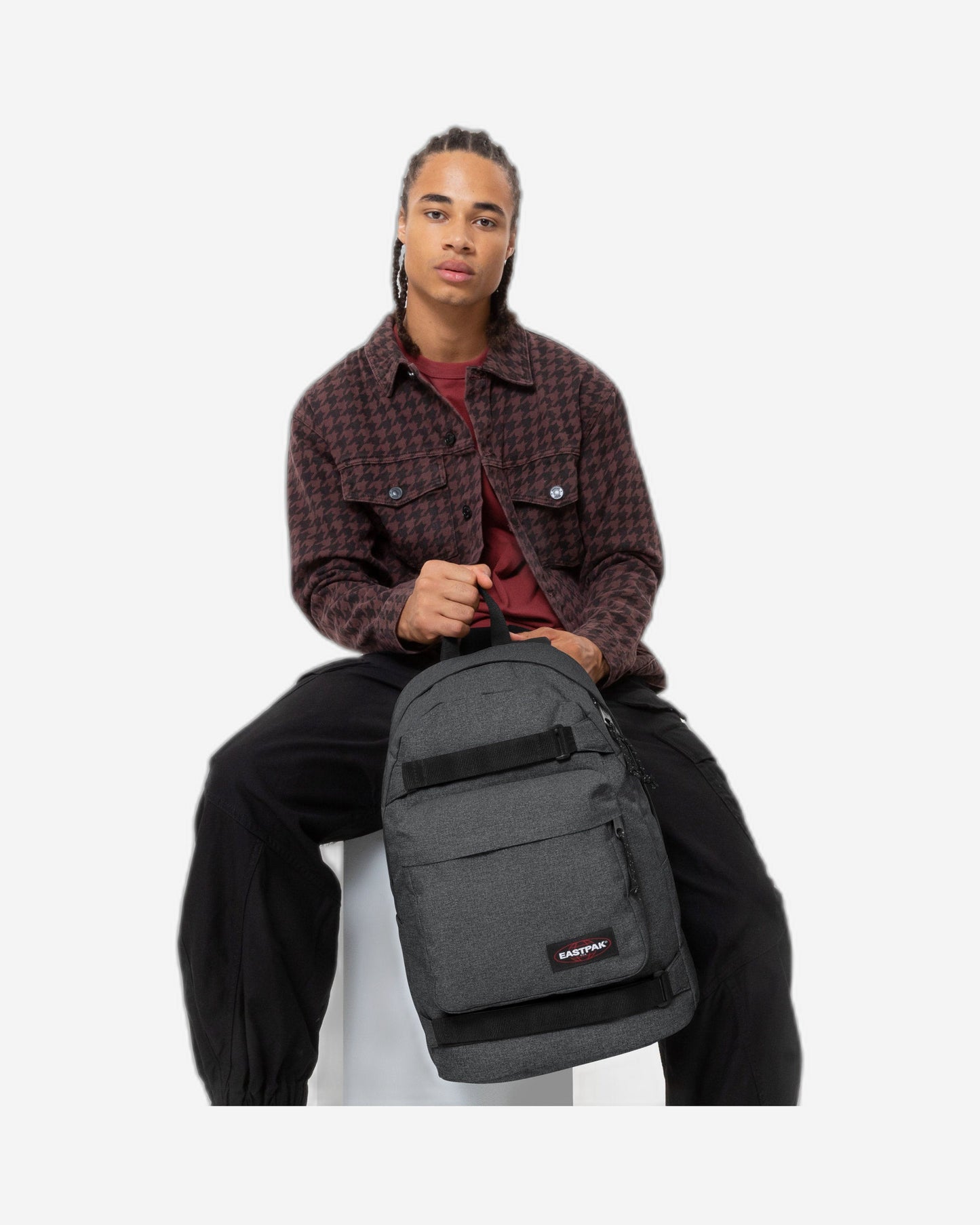 Eastpak Skate Pak'R Black Denim Backpack with Skateboard Sleeve - EK0A5BEN77H
