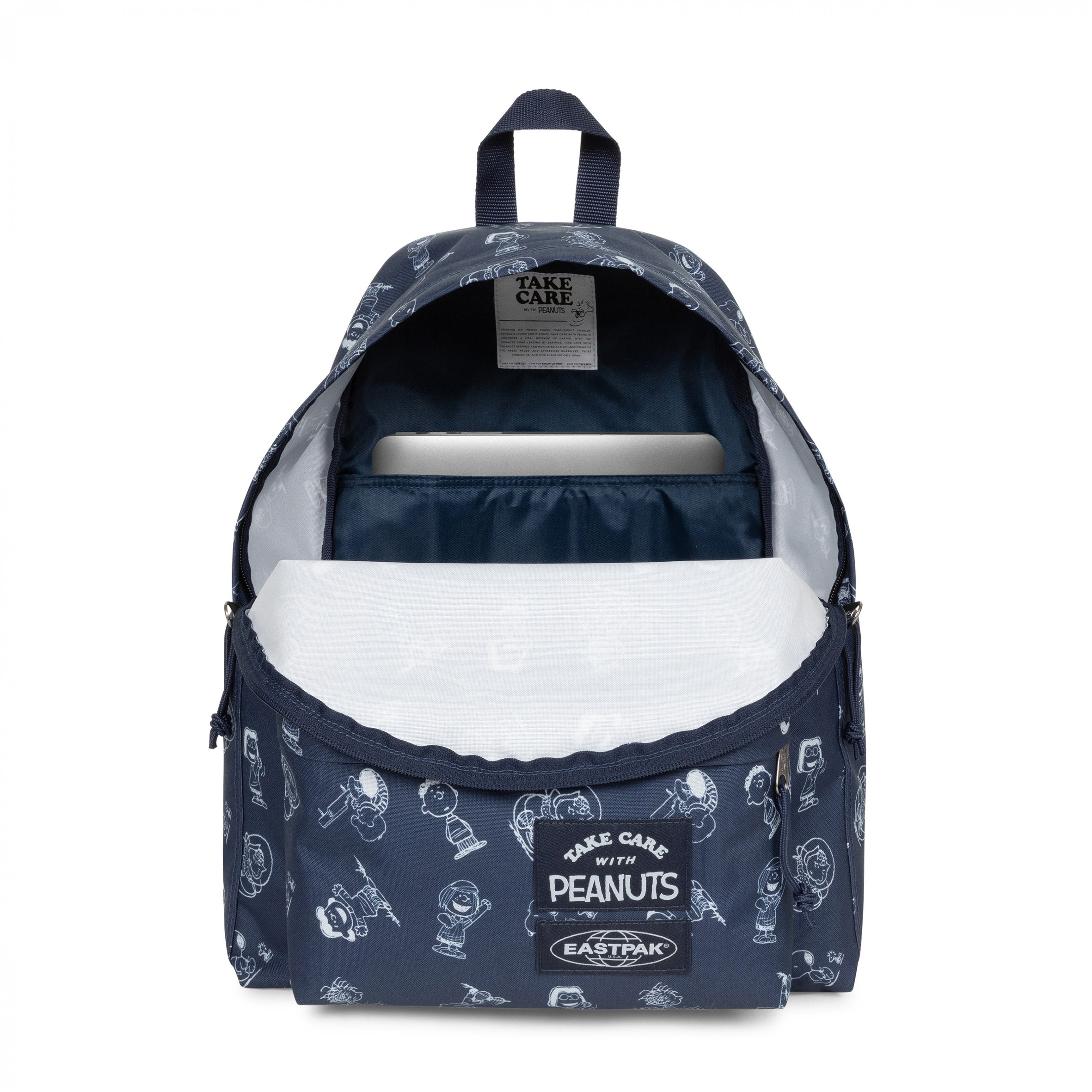 Eastpak Day Pak'R Peanuts Navy Medium backpack with bottle holder and laptop sleeve - EK0A5BG47O01