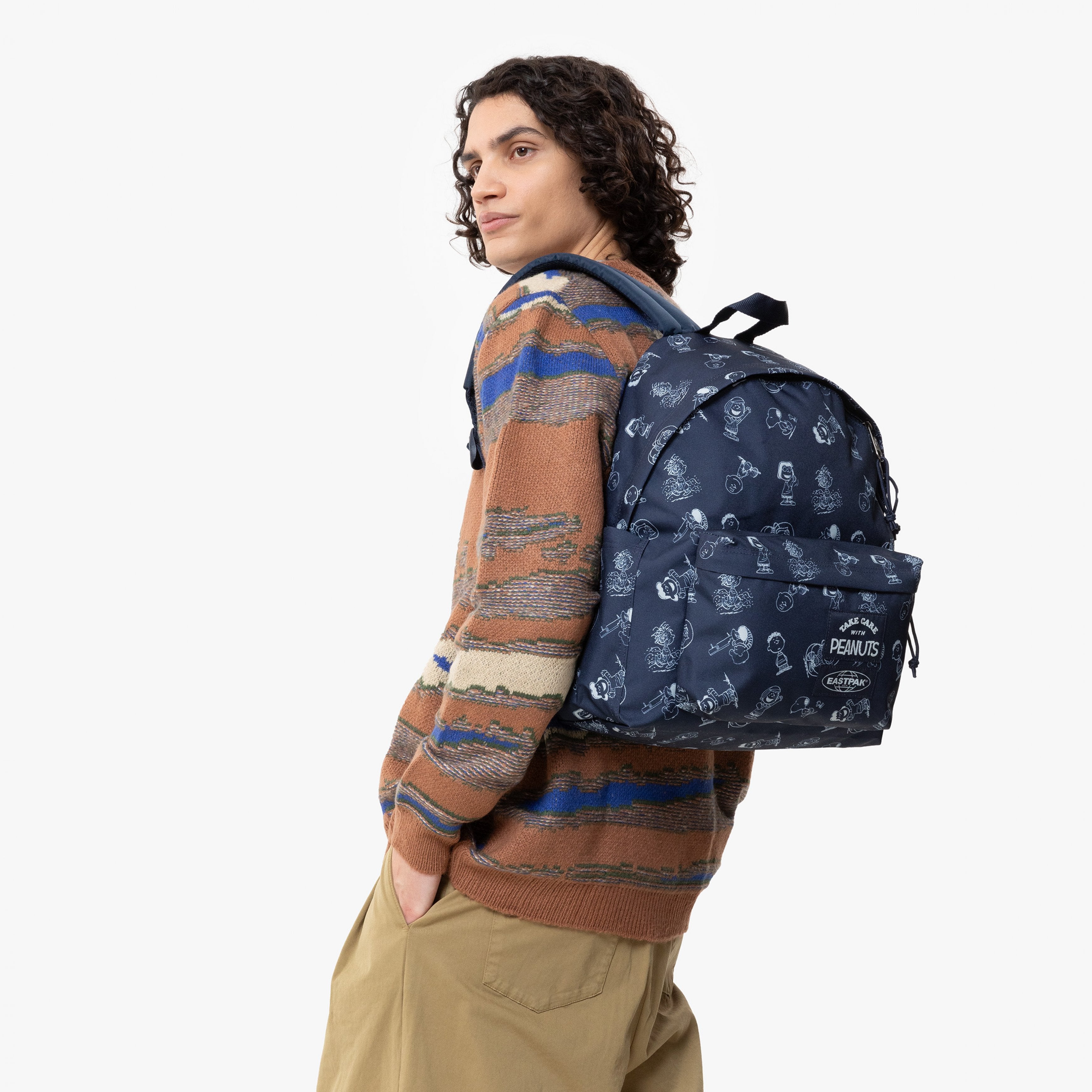 Eastpak Day Pak'R Peanuts Navy Medium backpack with bottle holder and laptop sleeve - EK0A5BG47O01