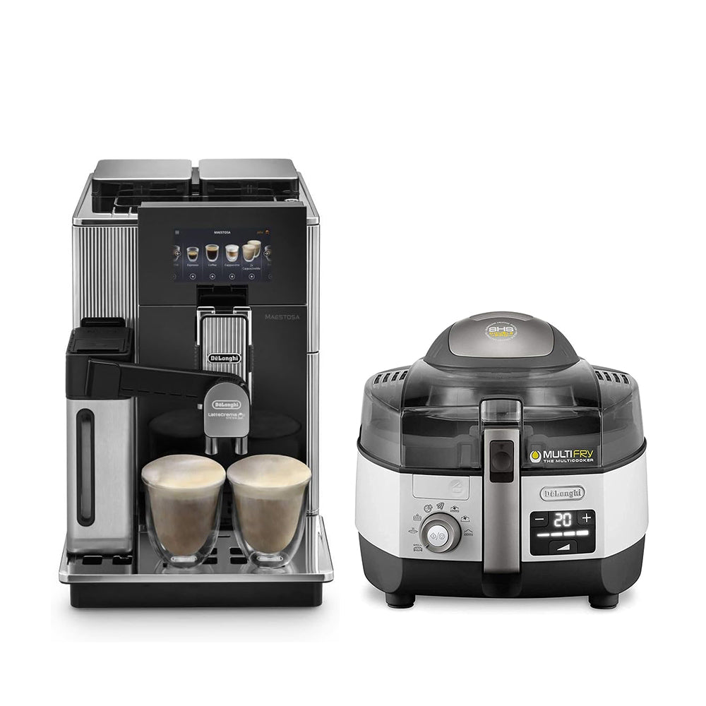  DELONGHI MAESTOSA FULLY AUTOMATIC COFFEE MACHINE EPAM960.75.GLM + DELONGHI EXTRA CHEF PLUS MULTIFRY LOW-OIL FRYER AND MULTICOOKER - FH1396/1 