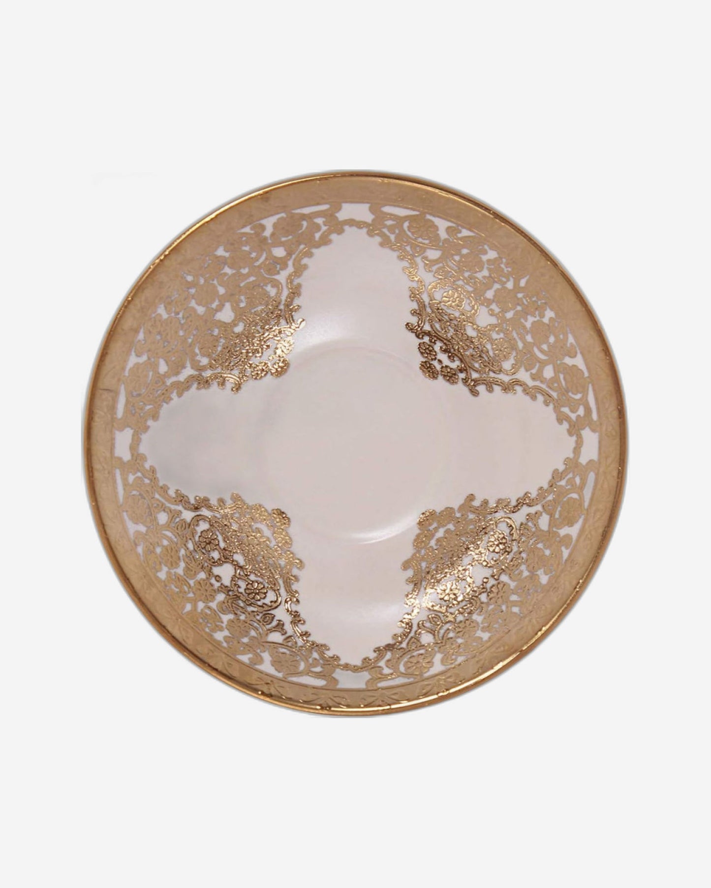 Shallow Porcelain Cup and Saucer Set, 12-Piece, Beige/Gold - Elegant Tea/Coffee Set for Everyday Dining