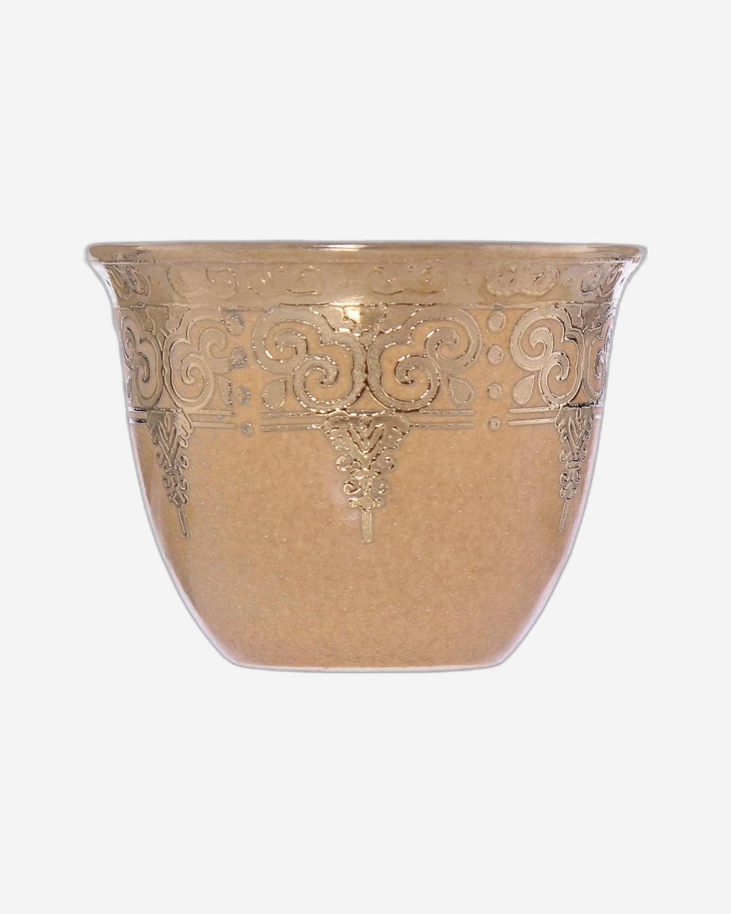 Shallow Porcelain Cawa Cup Set, 12-Piece, Gold - Elegant Tea/Coffee Cups for Daily Use & Special Occasions