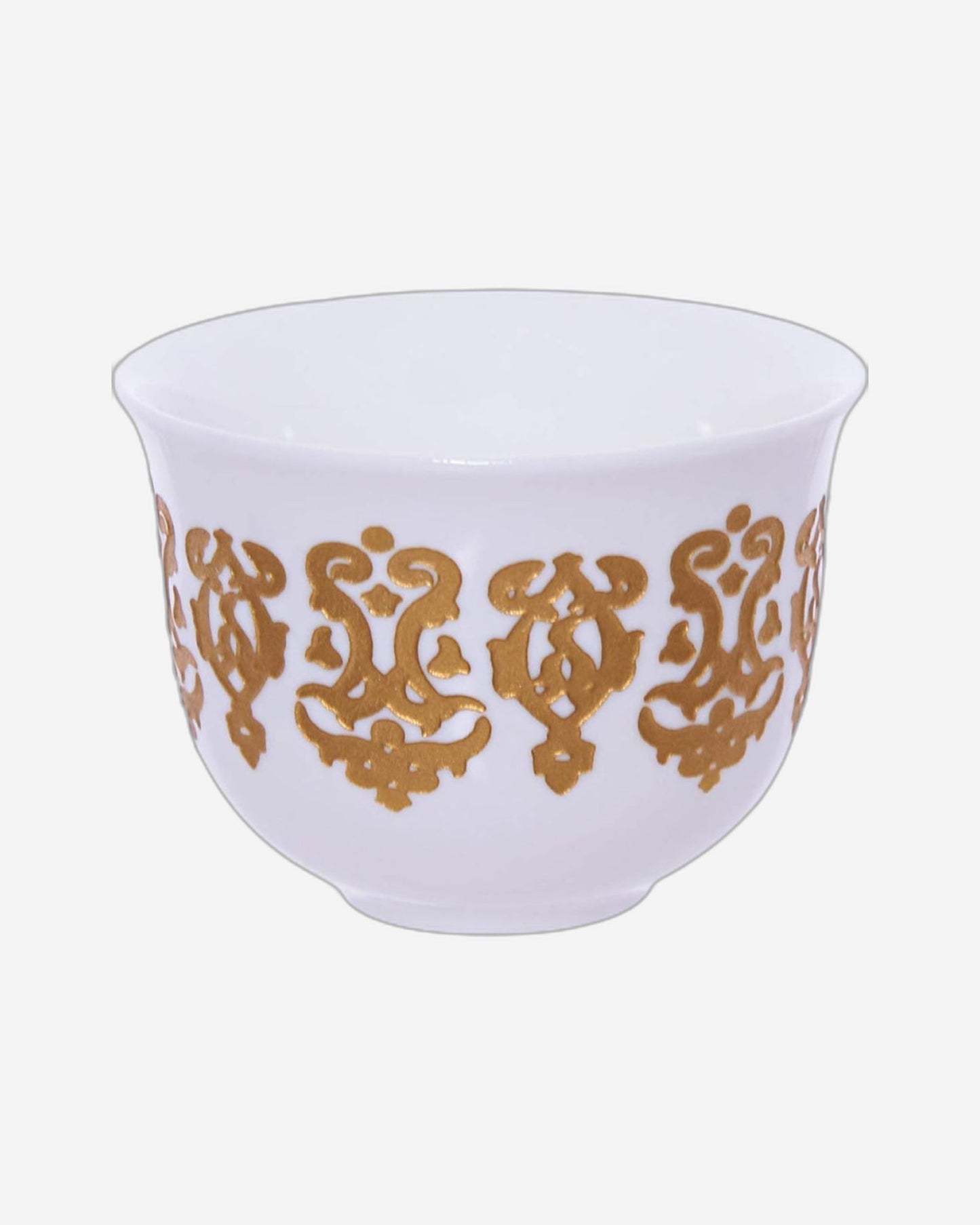 Shallow Bone China Cawa Cup Set, 12-Piece, White/Gold - Elegant Tea/Coffee Cups for Daily Use & Special Occasions