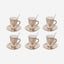Shallow Porcelain Cup and Saucer Set, 12-Piece, Beige/Gold - Elegant Tea/Coffee Set for Daily Use & Special Occasions