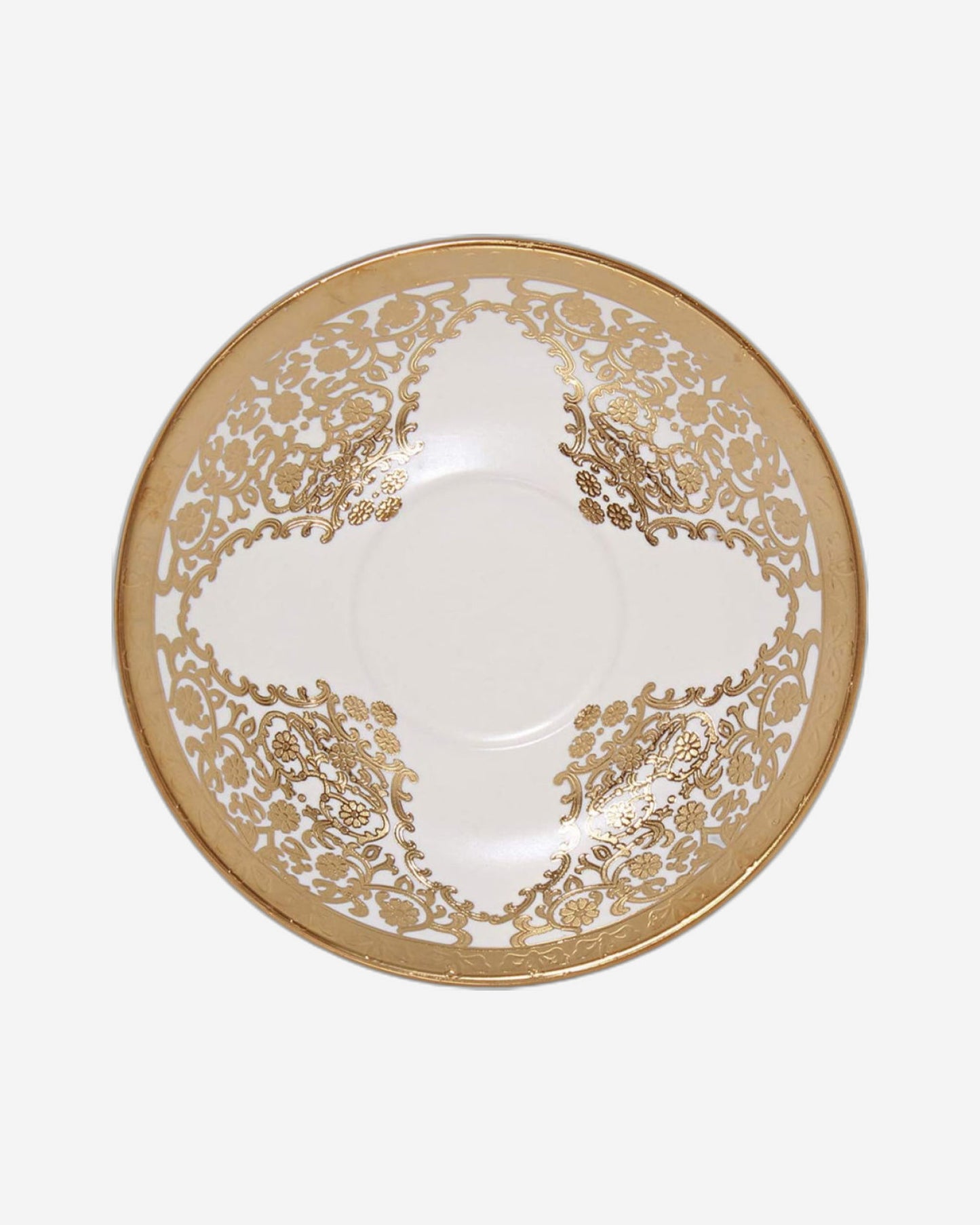 Shallow Porcelain Cup and Saucer Set, 12-Piece, Beige/Gold - Elegant Tea/Coffee Set for Daily Use & Special Occasions
