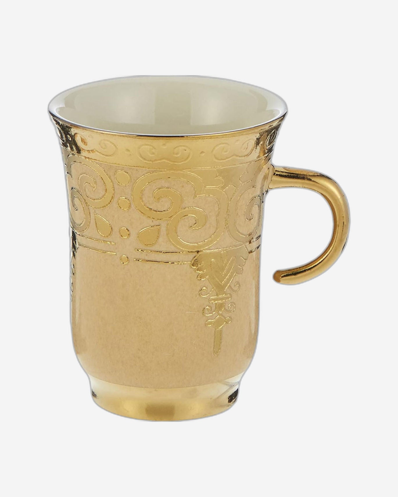 Shallow Porcelain Cup and Saucer Set, 12-Piece, Gold - Elegant Tea/Coffee Set for Everyday Use & Special Occasions