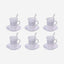 Shallow Porcelain Cup and Saucer Set, 12-Piece, White/Silver - Elegant Tea/Coffee Set for Everyday Use & Special Occasions