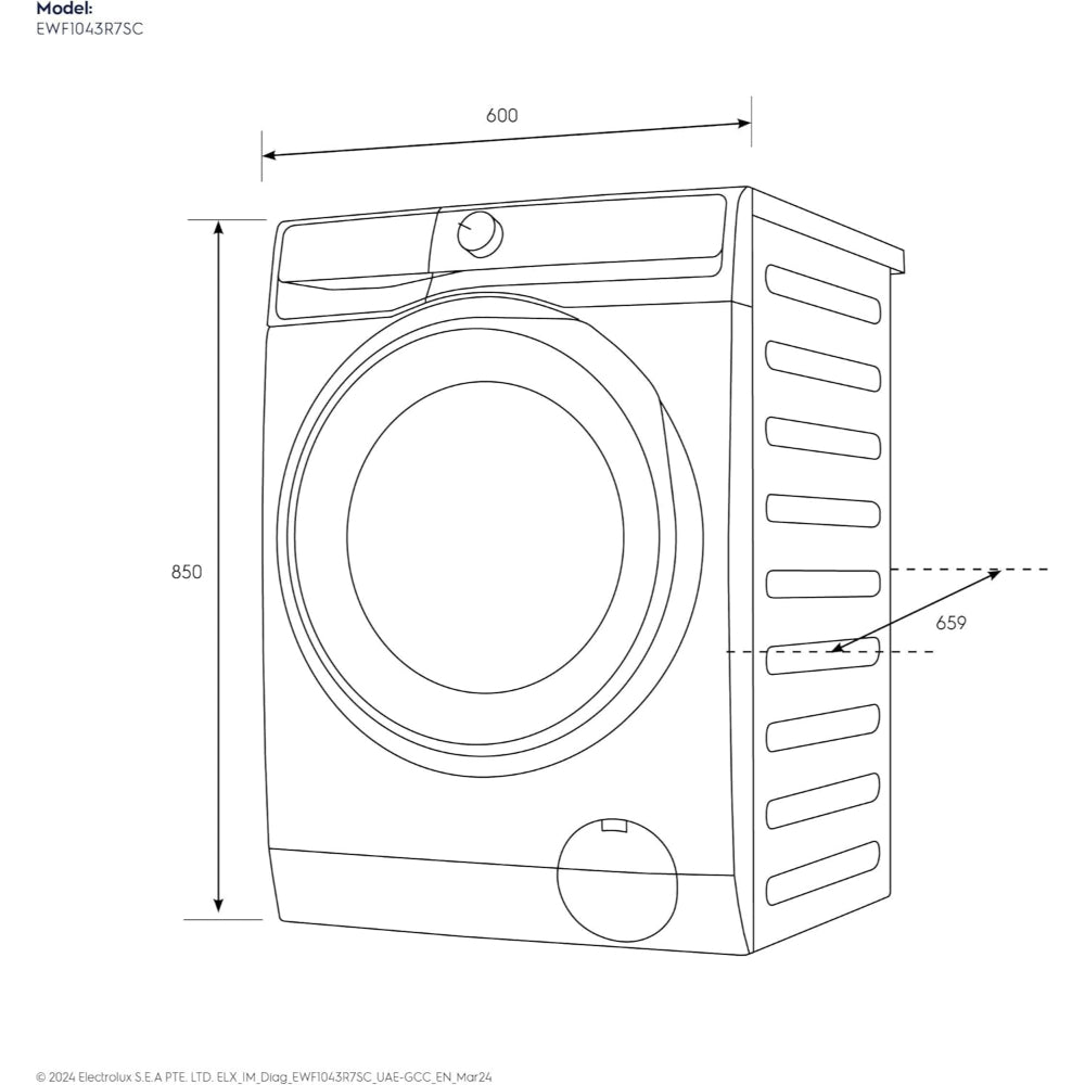 Electrolux 10KG Eco Inverter Motor Front Load Washing Machine, Smart App Connectivity, 1400 RPM & 5 Star Rating, 13 Programs, ULTIMATECARE700 EWF1043R7SC