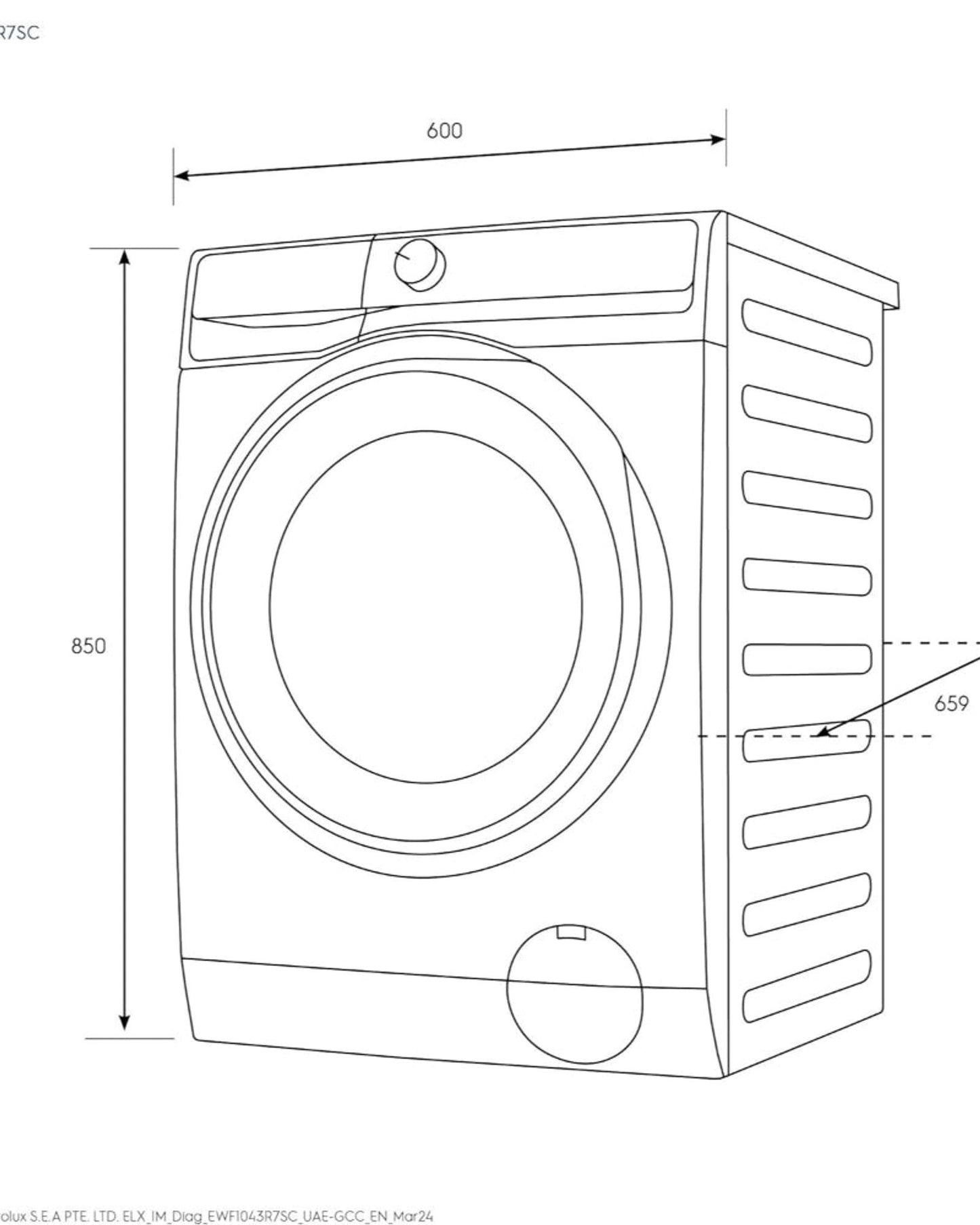Electrolux 10KG Eco Inverter Motor Front Load Washing Machine, Smart App Connectivity, 1400 RPM & 5 Star Rating, 13 Programs, ULTIMATECARE700 EWF1043R7SC