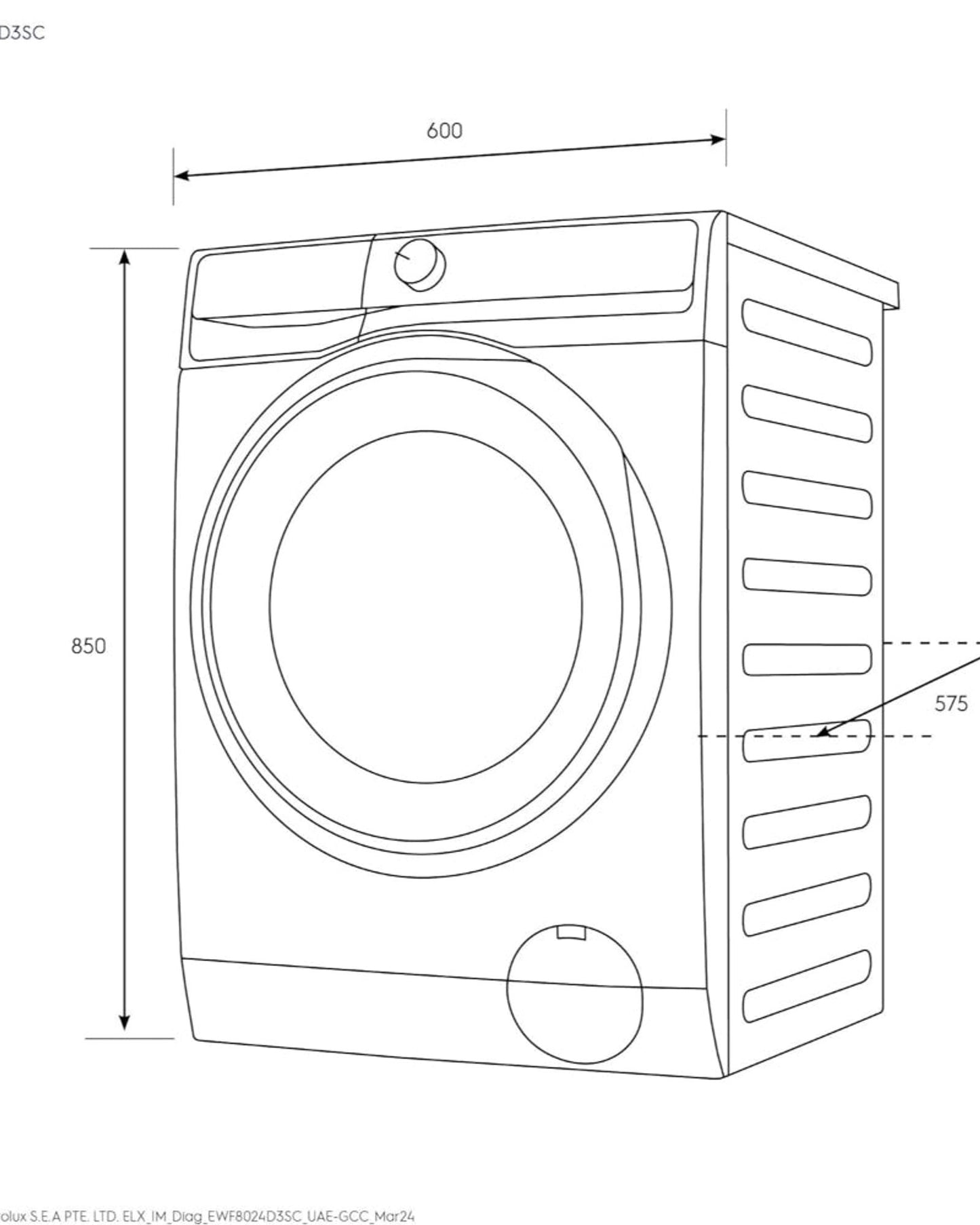 Electrolux 8KG Eco Inverter High Efficiency Motor Front Load Washing Machine, 1200 RPM & 5 Star Rating, 12 Programs includes, ULTIMATECARE300, EWF8024D3SC
