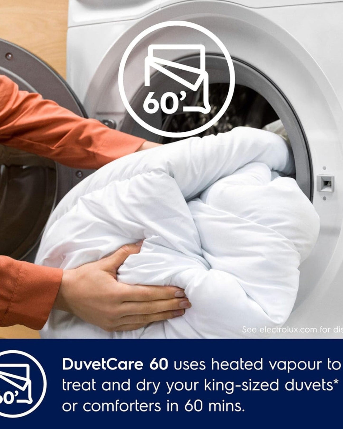 Electrolux 10/7 KG Washer Dryer with, 13 Programs & 1400 RPM, Eco-Inverter Front Loading Washing & Drying Combo Machine, DuvetCare 60/WashDry 60, EWW1043R7SC