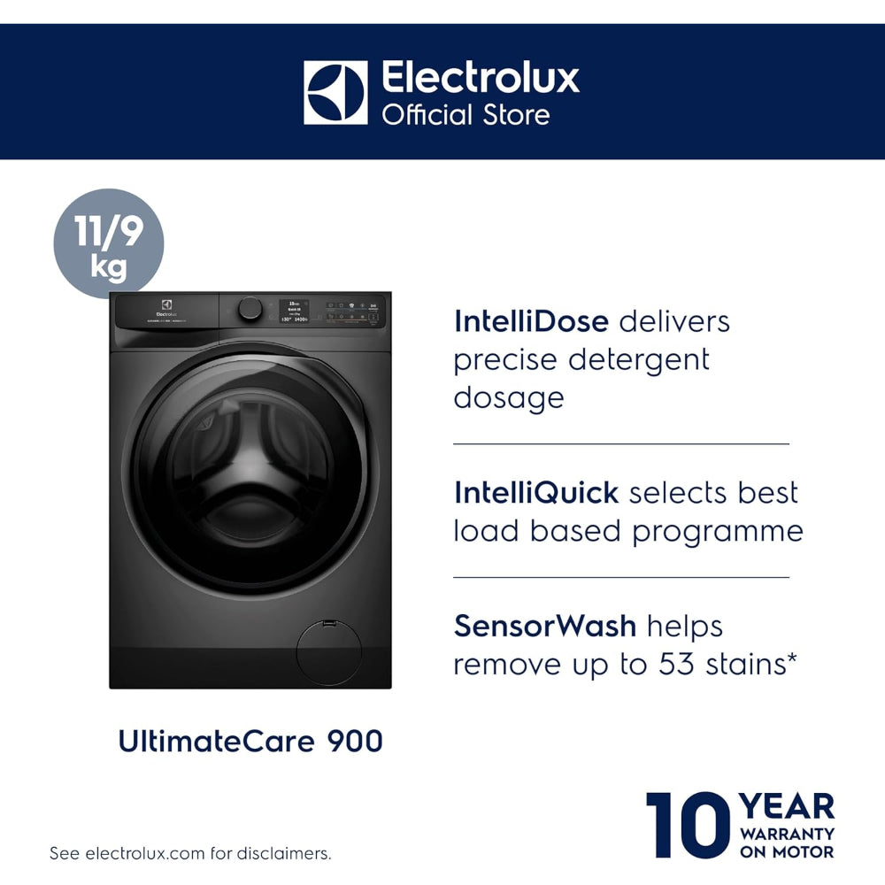 Electrolux 11/9 KG Washer Dryer with 17 Programs & 1400 RPM, Eco-Inverter Front Loading Washing & Drying Combo Machine, DuvetCare 60/WashDry 60, EWW1142R9SC