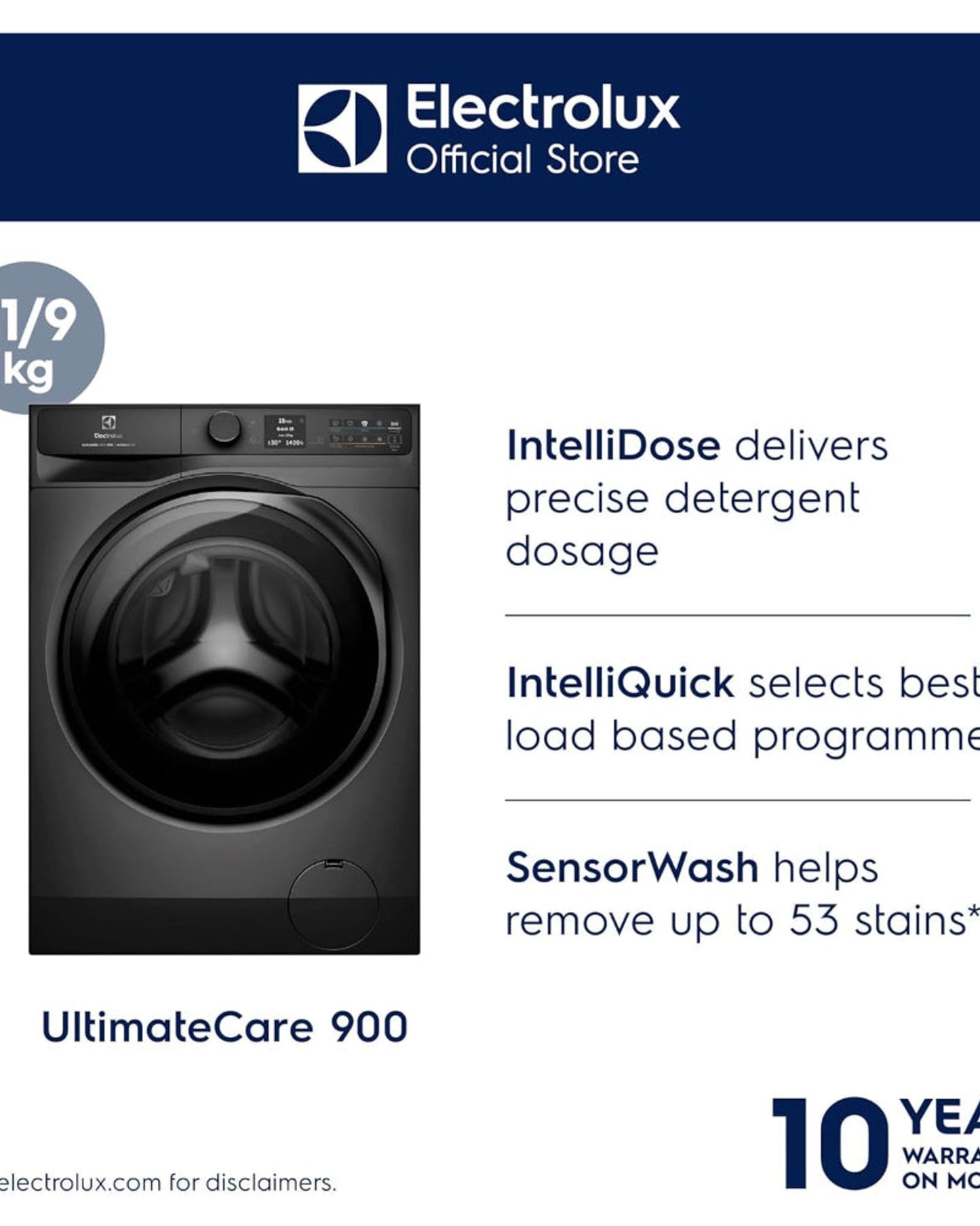 Electrolux 11/9 KG Washer Dryer with 17 Programs & 1400 RPM, Eco-Inverter Front Loading Washing & Drying Combo Machine, DuvetCare 60/WashDry 60, EWW1142R9SC