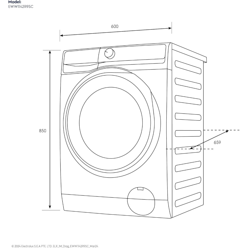 Electrolux 11/9 KG Washer Dryer with 17 Programs & 1400 RPM, Eco-Inverter Front Loading Washing & Drying Combo Machine, DuvetCare 60/WashDry 60, EWW1142R9SC